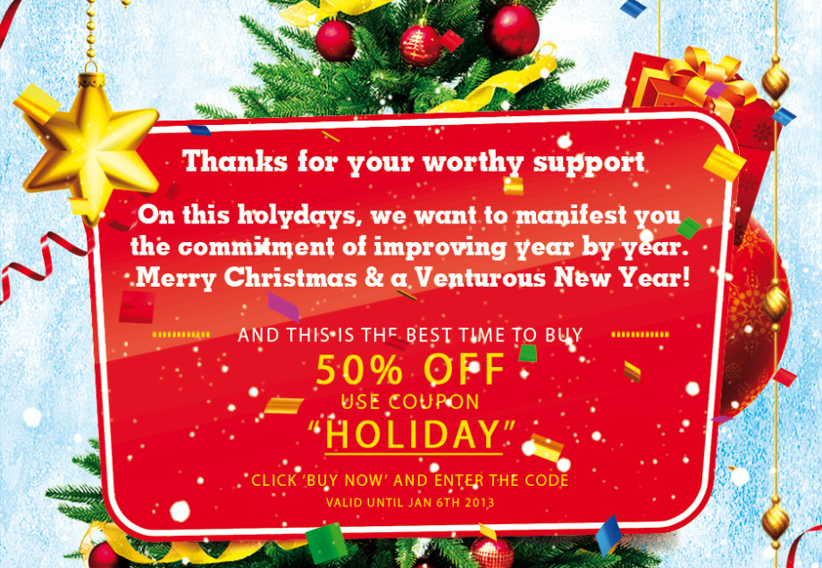 Holiday Deal, 50% Off for all packages